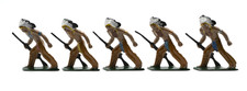 Five Metal Walking Indians with Rifles
