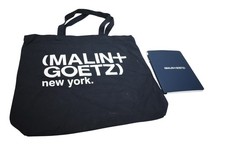 MALIN+GOETZ Tote Bag Womens Large Blue Canvas Logo Shopper With Notebook