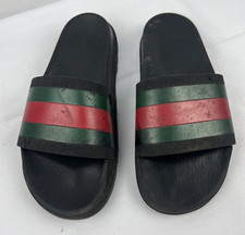 Gucci Web Men's Rubber Slide Sandal - Black Rubber, US 9.5 Gucci Lug Sole