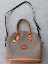 Rare Vintage Dooney  Bourke Large Satchel Crossbody Strap Tan Brown Made In USA