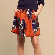Maeve Maira A-Line Skirt Size 2 Orange Blue Floral Print
