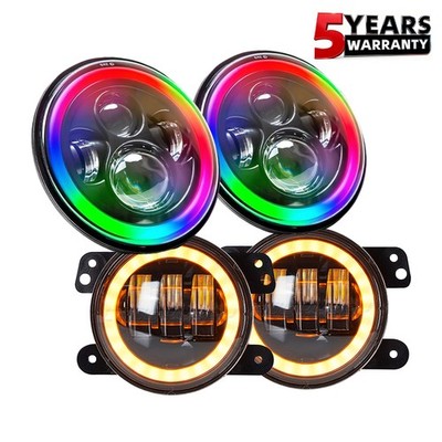 Combo 7'' LED Headlights Turn + Fog Lights Lamp For Jeep Wrangler JK 07-2018
