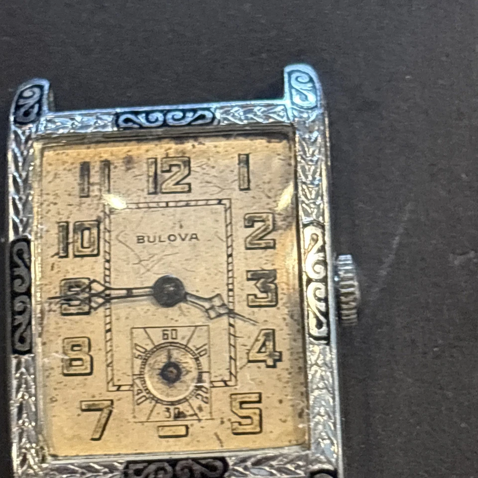 Cabezal de reloj para hombre F42 años 20 Bulova corriendo-sobrebobinado-necesita reparación-restauración Foto 4 de 4