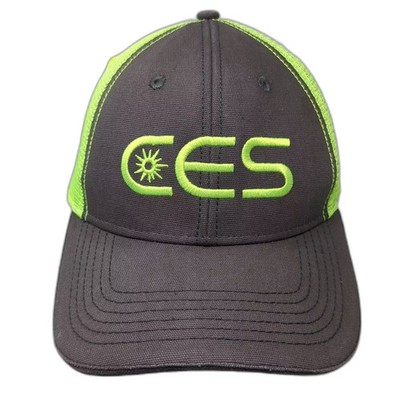 PDC Trucker Hat Gray Green OS Embroidered CES Snapback Mesh Back Adjustable