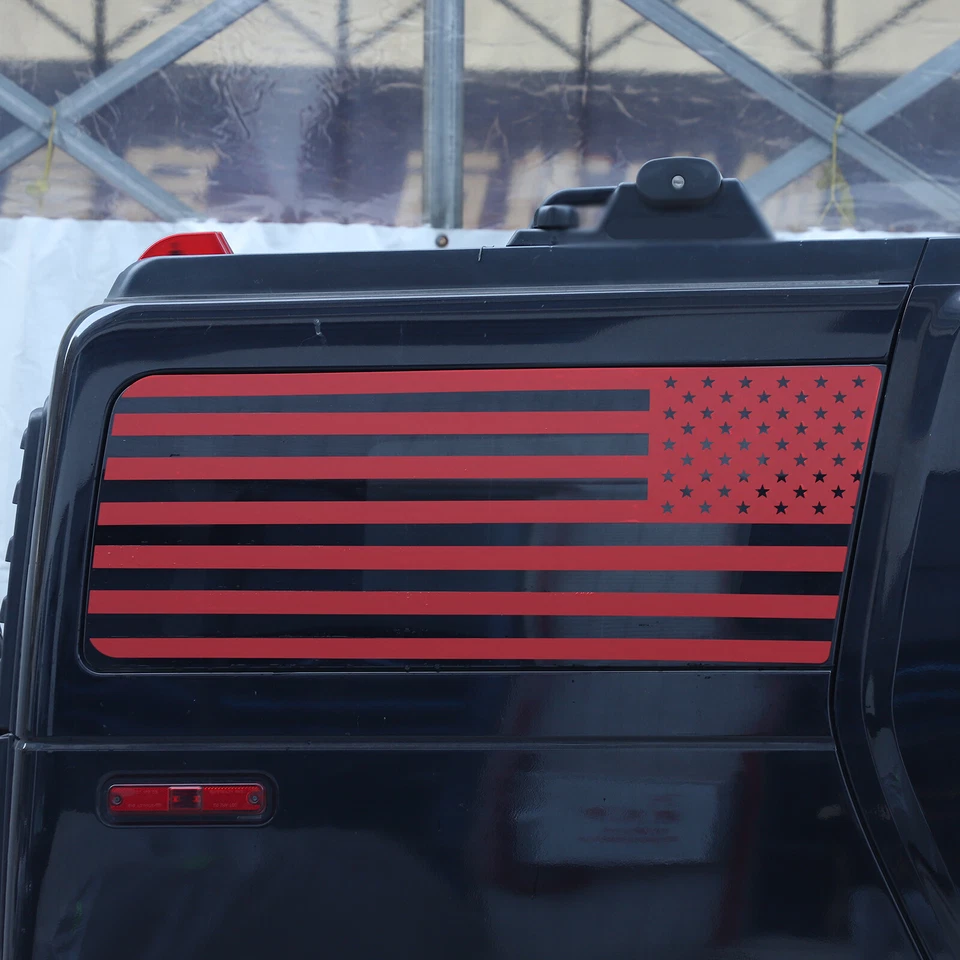 Vinilos calcomanías gráficas de vidrio con bandera roja de Estados Unidos para Hummer H2 2003-2009 Foto 2 de 4