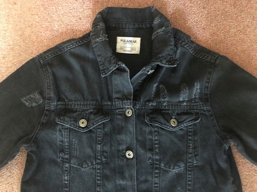 Chaqueta de mezclilla Threadbare Rocky vintage desteñida negra 100 % algodón pequeña - Imagen 10 de 12