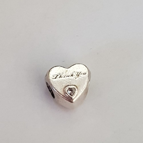Genuine Pandora Thank You Silver Heart CZ Charm 792096CZ - Picture 2 of 8