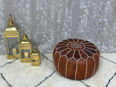 New Handmade Unstuffed Leather Pouffe Ottoman Moroccan Footstool 24''