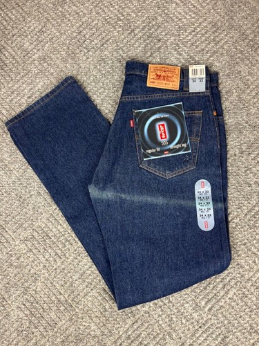 Vintage Levis 505 gamba dritta uomo 34x33 lavaggio scuro linguetta fondo di magazzino NOS - Foto 2 di 19