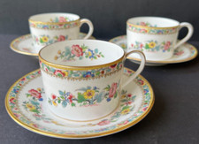 Three Sets of Coalport Ming Rose Flat Cups and Saucers Mint Condition