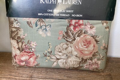 Vintage 90s RALPH LAUREN Flat Sheet Twin 200 Thread Charlotte IV