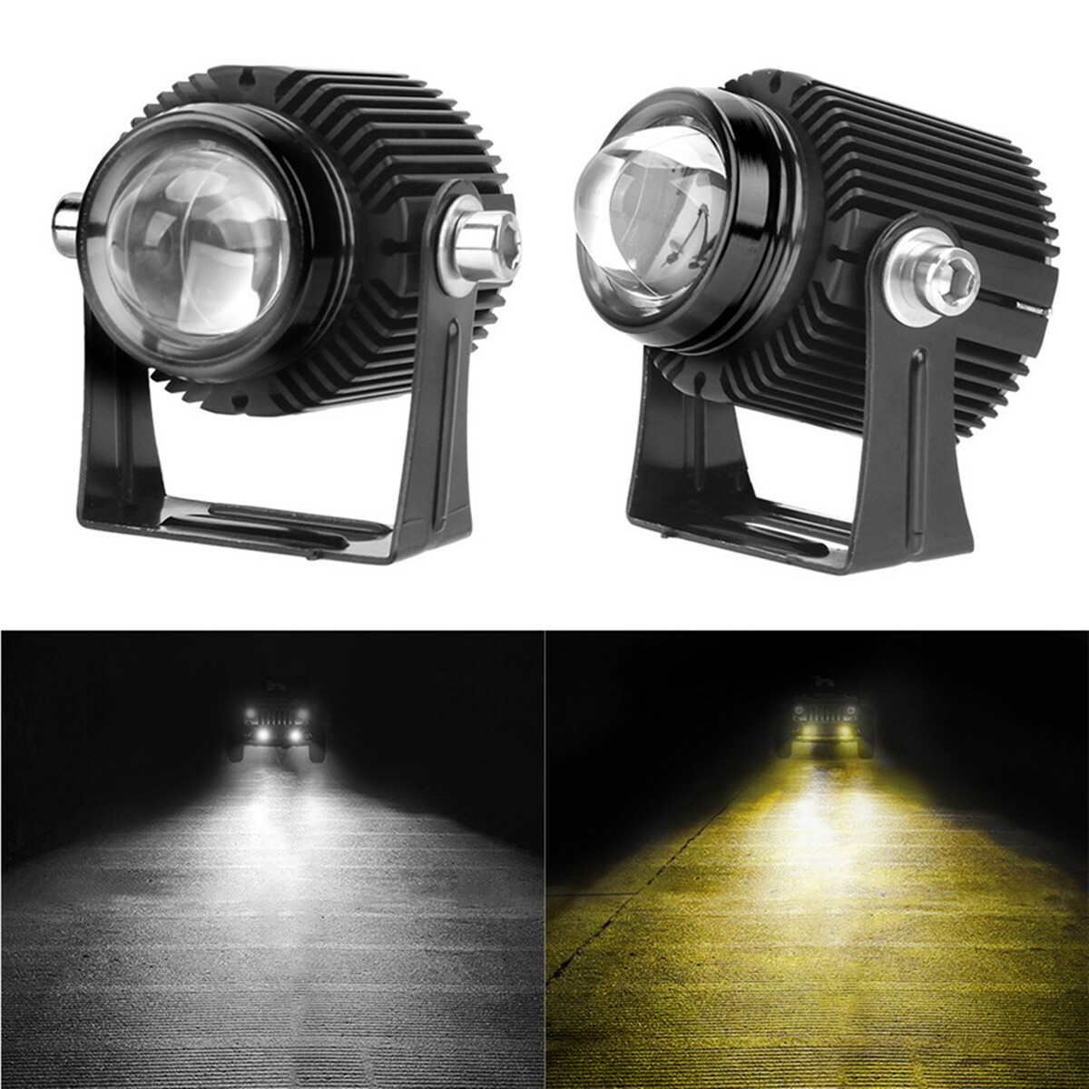 2Pcs Motorcycle LED Auxiliary Fog Lights Driving Spotlight Head Lamp Accessory