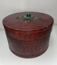 Vintage Faux Alligator Red Hat Box Jo Marz First Edition 11