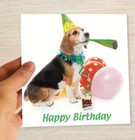 Beagle Birthday Card Party Hat Dog Son Daughter Brother Mum Dad Sister Husband