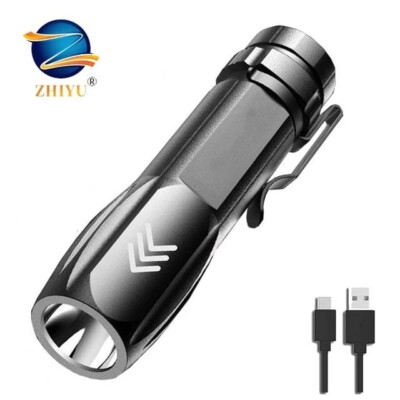 USB Wiederaufladbare Mini LED Taschenlampe Eingebaute 1200mAh Notfall Taschenlampe Wasserdicht