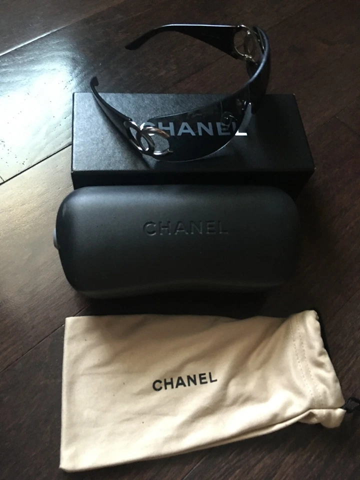 Chanel Interlocking CC Logo Shield Sunglasses, Black