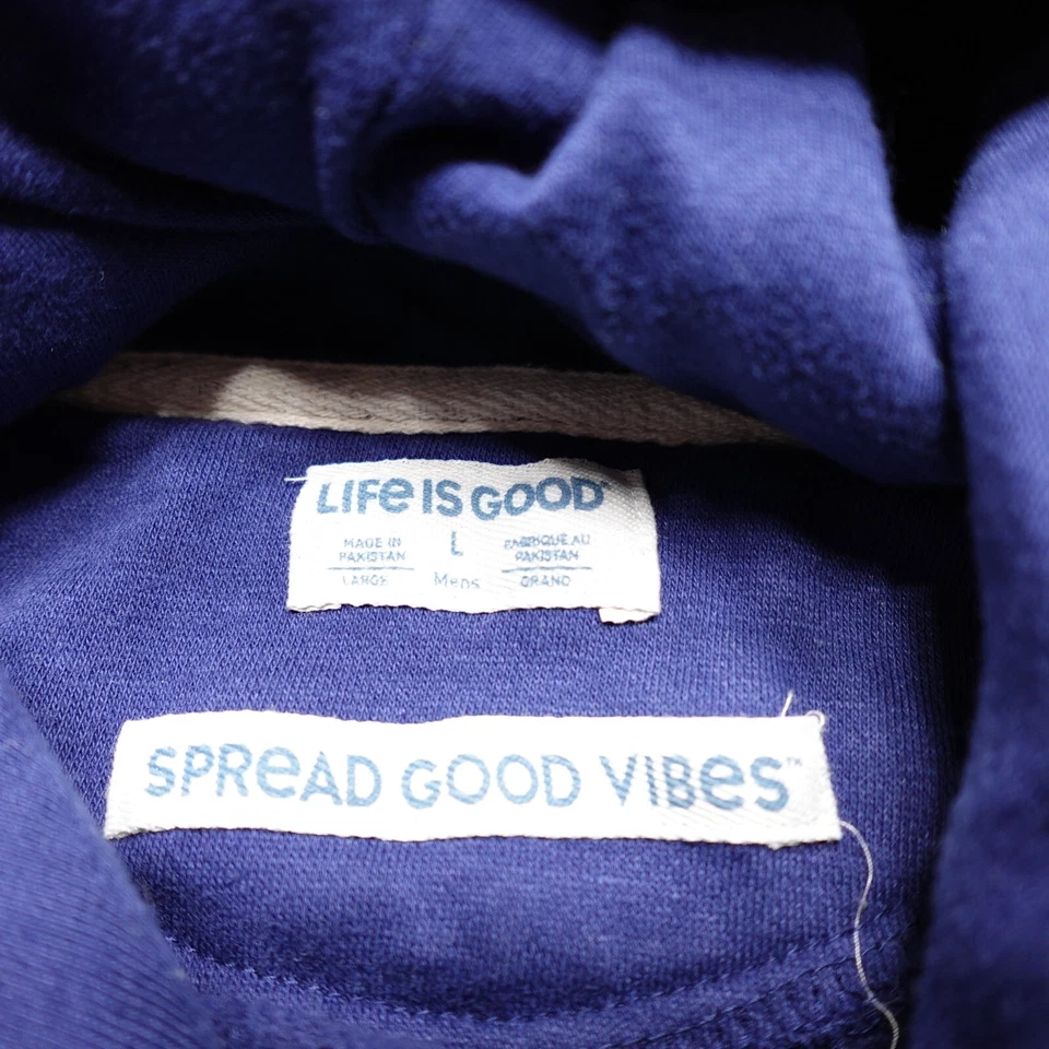 Life is Good Hoodie Mens Large Blue Fleece Hooded Sweatshirt Buffalo Graphic - Image 4 of 4