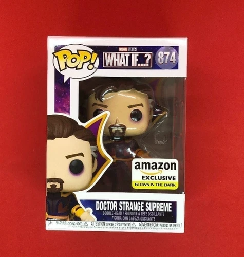 Funko Pop! Marvel: ¿Y si..? Dr. Strange Supreme #874 Glow Amazon GITD en mano