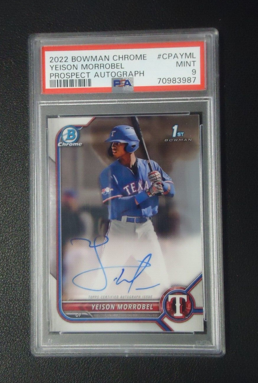 Yeison Morrobel 2022 BOWMAN CHROME PROSPECT AUTO Card #CPAYML - PSA MINT 9