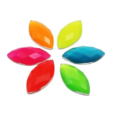 100 Pezzi Misti Colore Neon Flatback Acrilico Occhio di Cavallo Strass Gemme 9X18mm