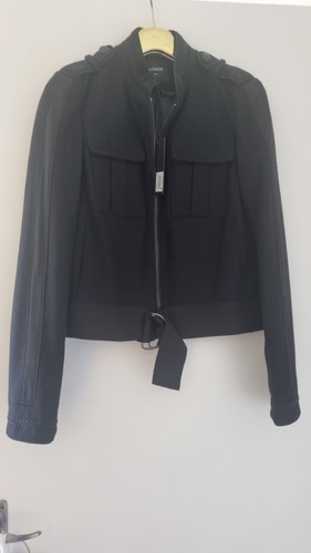 BNWT NEXT Blue Black Military Biker Wool Short Coat Jacket Size 8 Brocade Trim - Picture 10 of 14