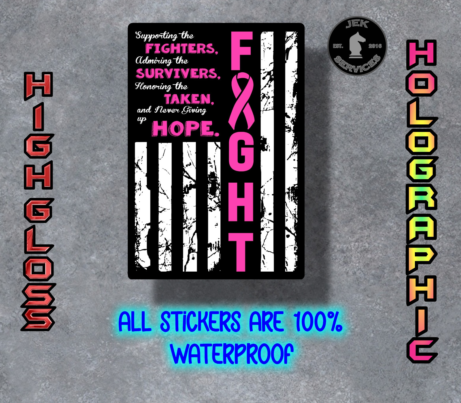 Breast Cancer Awareness Flag Waterproof Sticker Decal for Laptop & Water Bottles