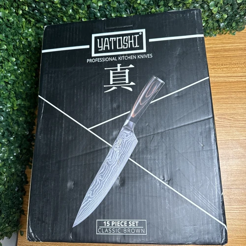 Yatoshi 15 Piece Knife Block Set - Pro Kitchen Knife Set Ultra Sharp