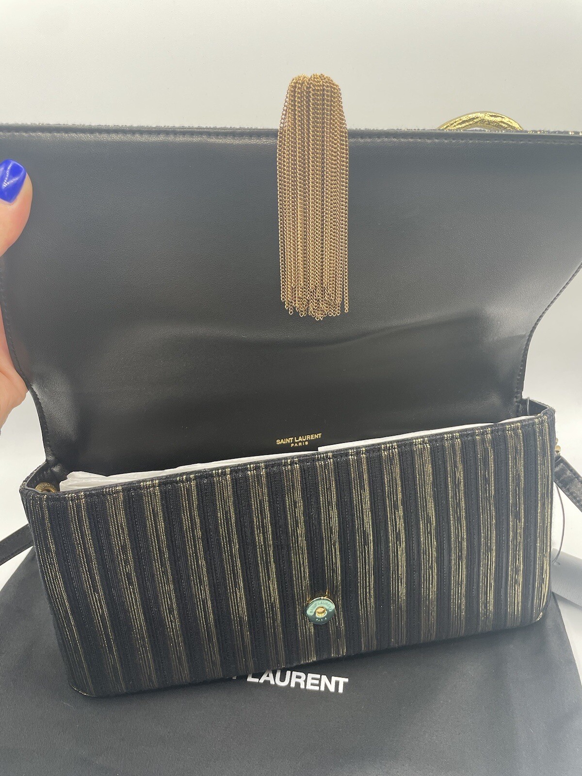 Splendido!* YSL Saint Laurent Kate 99 borsa a tracolla oro nero e oro nuova con etichette