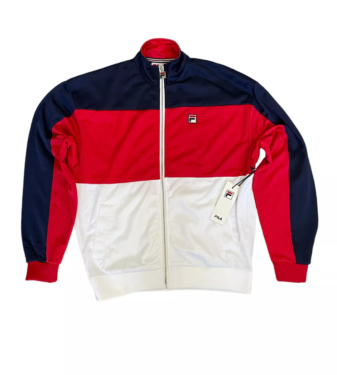 Chaqueta de Ley Rayas FILA Para Hombre Azul Blanco Rojo Bloque de Color Logotipo Talla Pequeña | eBay