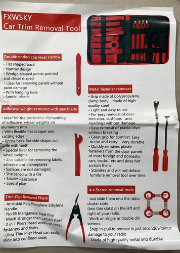 18 pc Car Trim Removal Kit with Case - Picture 2 of 3