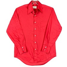 Vintage Men  s L Penneys Towncraft Plus Penn-Prest Red Long Sleeve Button Shirt