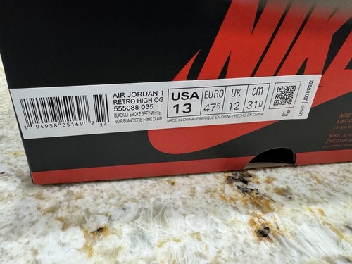 Nike Air Jordan 1 Retro OG High Shadow 2.0 Black Smoke Grey Size 13 555088-035 - Picture 14 of 14