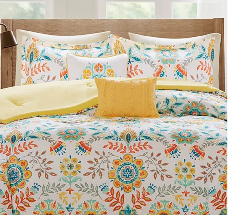 Intelligent Designer Twin/TwinXL Comforter Bedding Set 4 Pcs floral & Bird Motif - Image 2 of 4