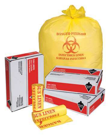 TOUGH GUY 31DK91 Biohazard Bags,44 gal.,Yellow,PK200 31DK91 TOUGH GUY 31DK91 Biohazard Bags,44 gal.,Yellow,PK200 31DK91
