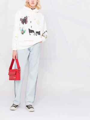 NEW $595 R13 Oversized hoodie with motif print in off-white XS | eBay