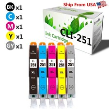5-PK CLI251XL ink Cartridge for Canon PIXMA IP8720 MG7520 MG6320 MG7120 BCMY 