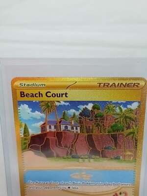 Beach Court 263/182 Hyper Rare Gold Holo Trainer Pokémon Card 2023