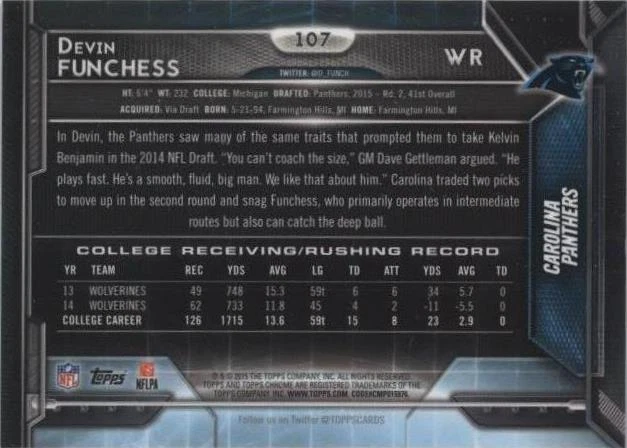 2015 Topps Chrome Mini Devin Funchess #107