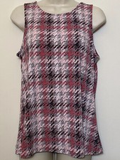 Nine West Medium Tank Top Pink  Gray Wide Strap Sleeveless Stretch Cami