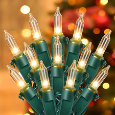 Clear Christmas Lights Set 2 Pack 50 Count Green Wire Mini Lights