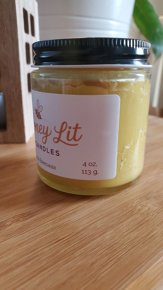 Свеча из 100% чистого амишского пчелиного воска в прозрачном стекле 4 унции - Изображение 2 из 3