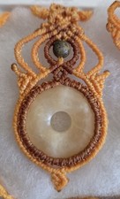 Yellow Jade Donut Pendant, Adjustable Neckla...