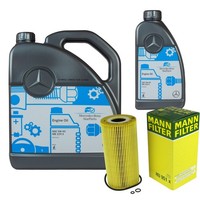 MANN-FILTER ÖLfilter 6L MotoröL 5W-40 MB 229.5 FüR Mercedes C-Klasse