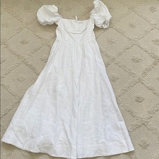 Reformation Marella Linen Puff Sleeve Midi Dress