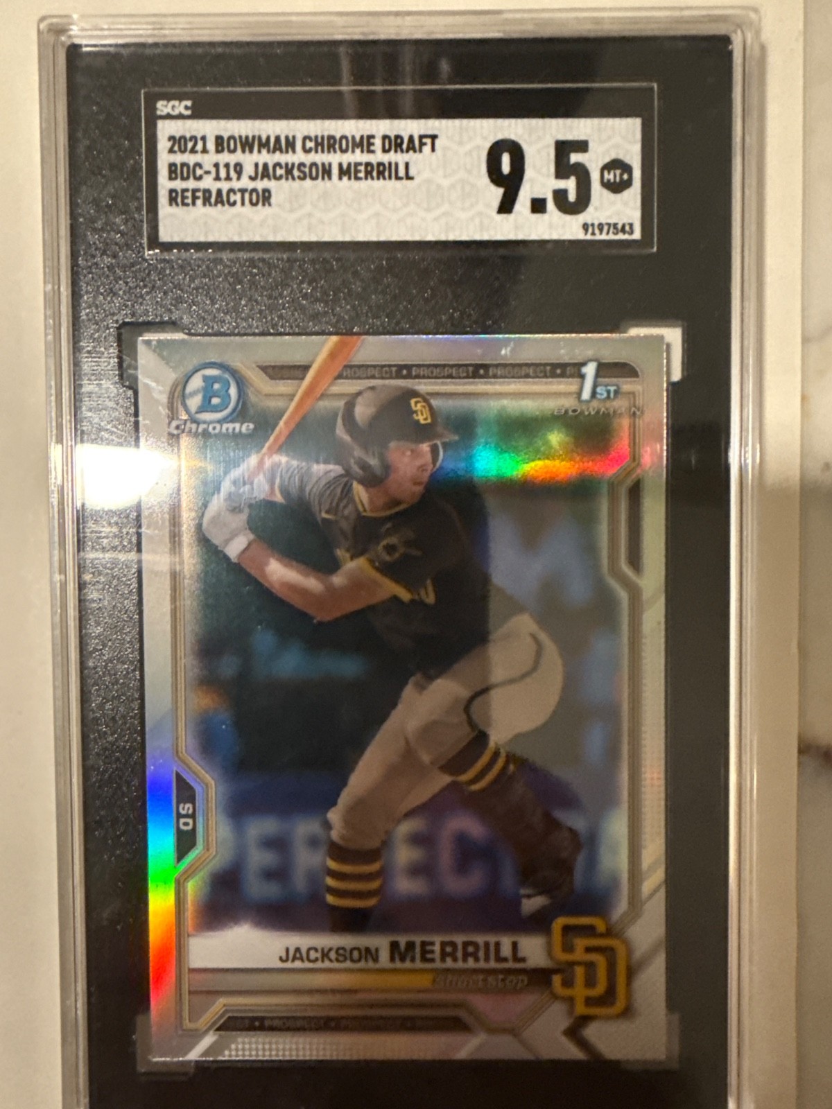 JACKSON MERRILL 2021 Bowman Chrome Draft 1st REFRACTOR #BDC-119 SGC 9.5 Mint+