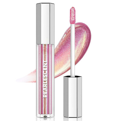 Light Pink Glitter Lip Gloss Liquid Lipstick, Diamond Shimmer Metallic
