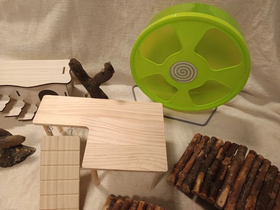 Hamster Zwerghamster Rennmaus Mäuse Zubehör Set Laufrad 30cm Häuschen Neu - Bild 3 von 4