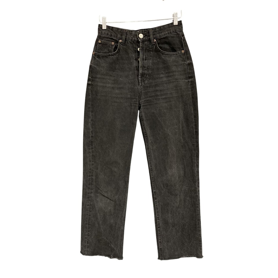 Zara Jeans Womens EU 36 Grey High Rise Tapered 100% Cotton Denim Pockets