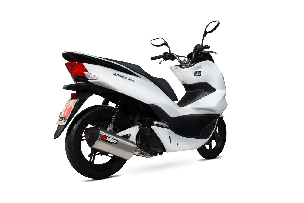 Honda PCX125 14-16 Scorpion Full Exhaust Serket Parallel Brushed SS RHA174SEO