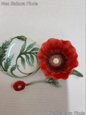 Franz Collection Rote Blumenmotiv Tasse Sammlerstück Untertasse Löffel